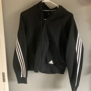 Adidas Size Small Cropped Black Zip Up